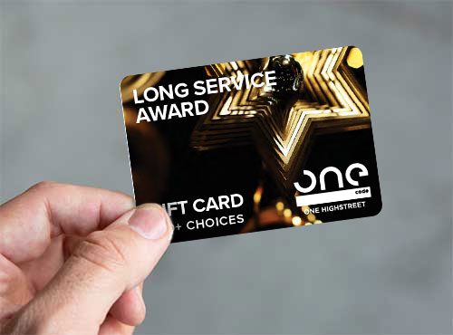 Hand holding long service onecode card